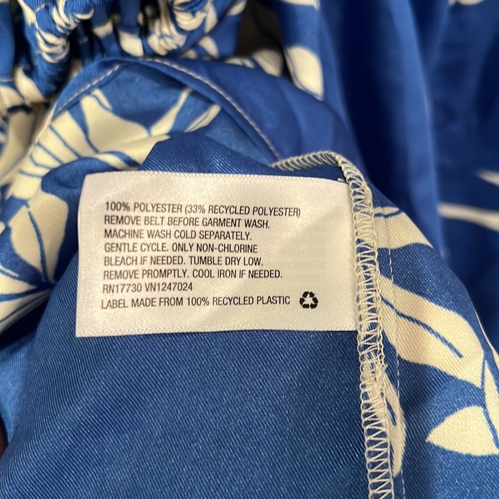 NWOT! Alexis x Target blue/cream floral tropical print dress with rope tie belt - Picture 6 of 7